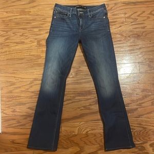 Express size 8 long barely boot mid rise jeans